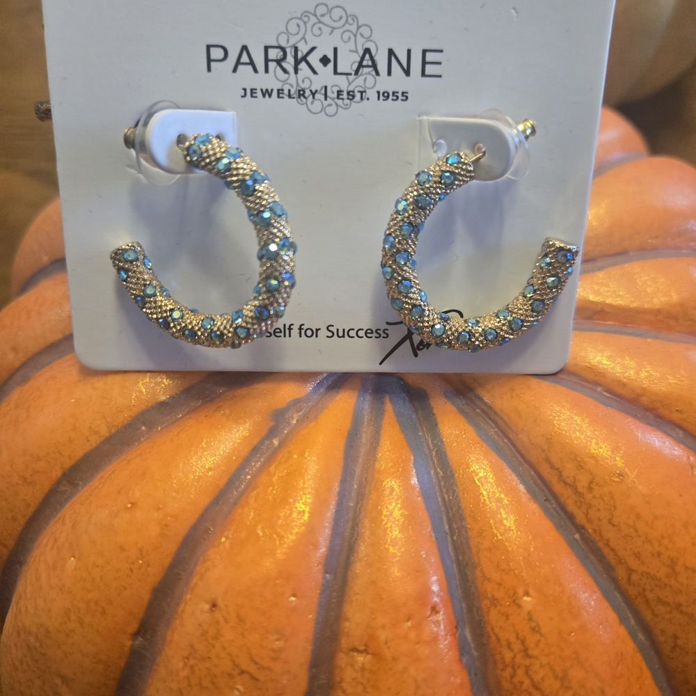 Park Lane Blue and Gold Hoop Earrings